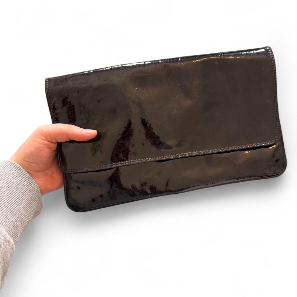 Vintage Arbiter Pasqualini Black Patent Leather Oversized Clutch Bag London